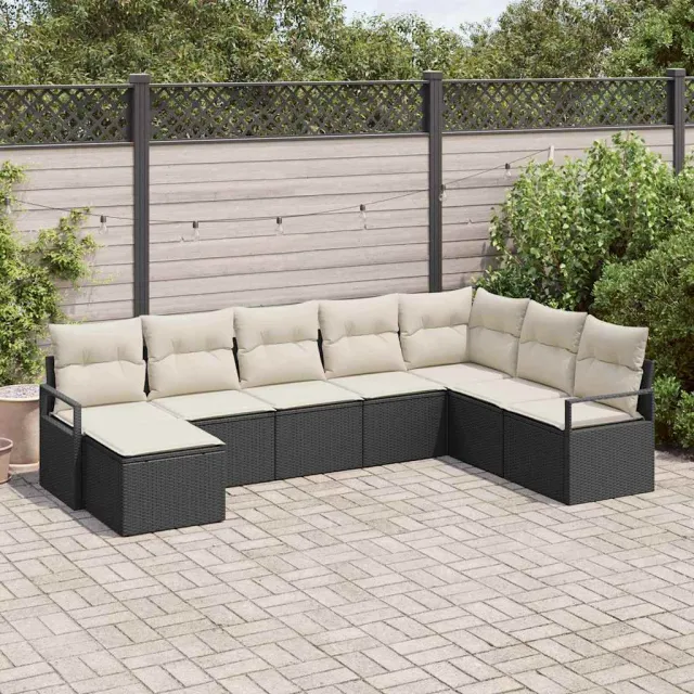 vidaXL Bankstel 8 st Zwart poly rattan, foto 2