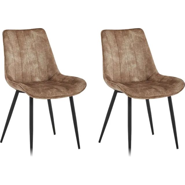 Colenis Verta Eetkamerstoel - Set Van 2 - Taupe - Adoré Velvet - Industrieel