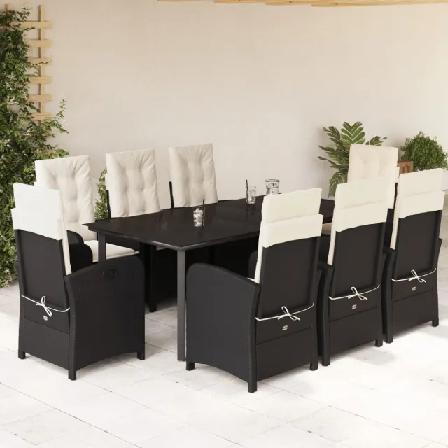 vidaXL 9-delige Tuinset poly rattan zwart, foto 2