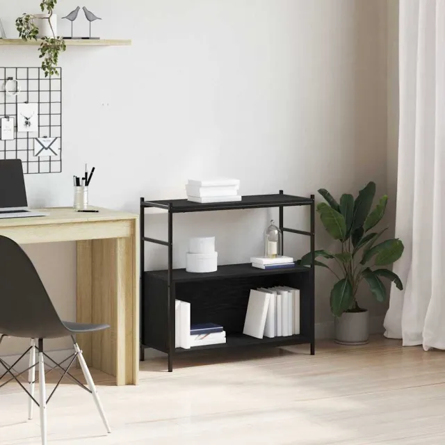 vidaXL Boekenkast 80 x 30 x 78,5 cm Bewerkt hout Zwart Eiken, foto 2