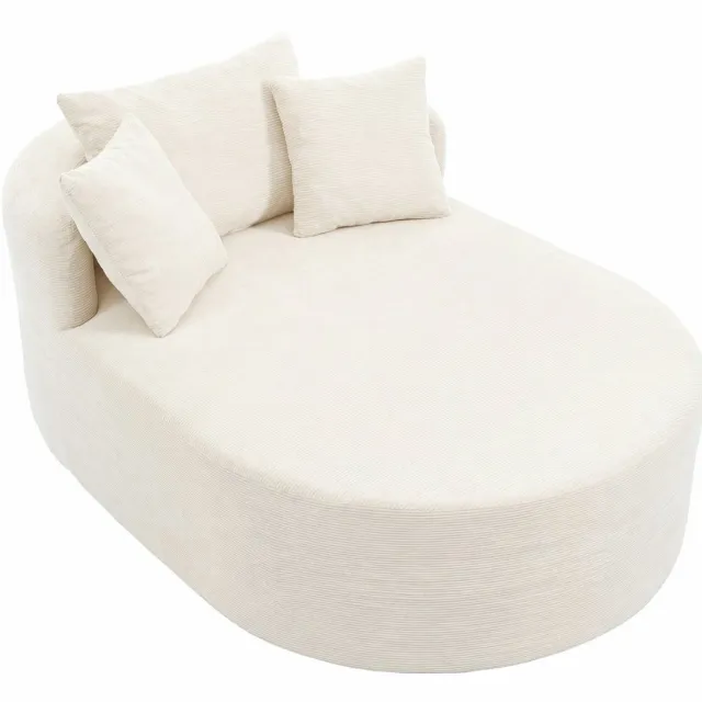 HAUSS SPOLE Fauteuil - Ovale Relaxfauteuil - Zacht Ribfluweel - Extra Diepe Zit - Voor Woonkamer, Slaapkamer En Leeshoek - Lichtbeige Hellbeige