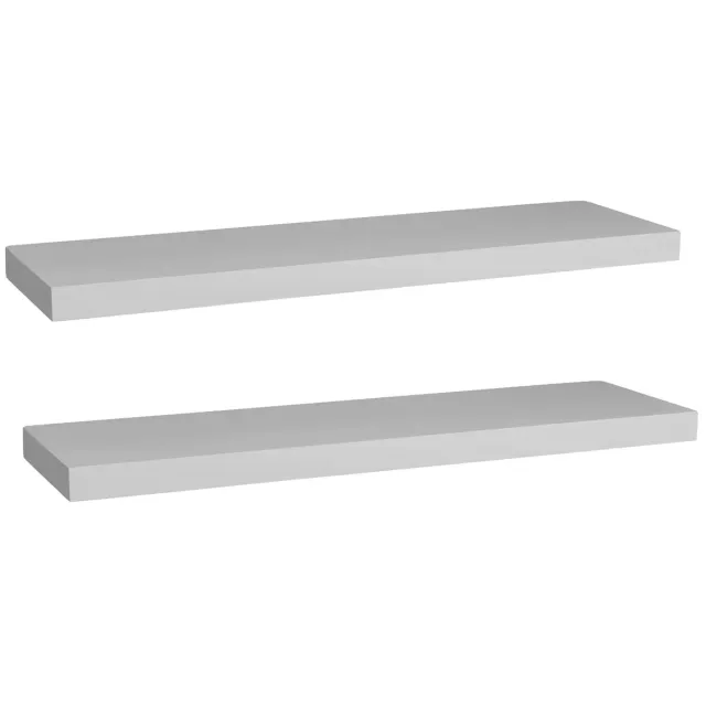 5five Zwevende wandplank Bassline - 2x - wit - 80 cm - hout/MDF - boekenplank - muurplank - opbergplank - hangplank