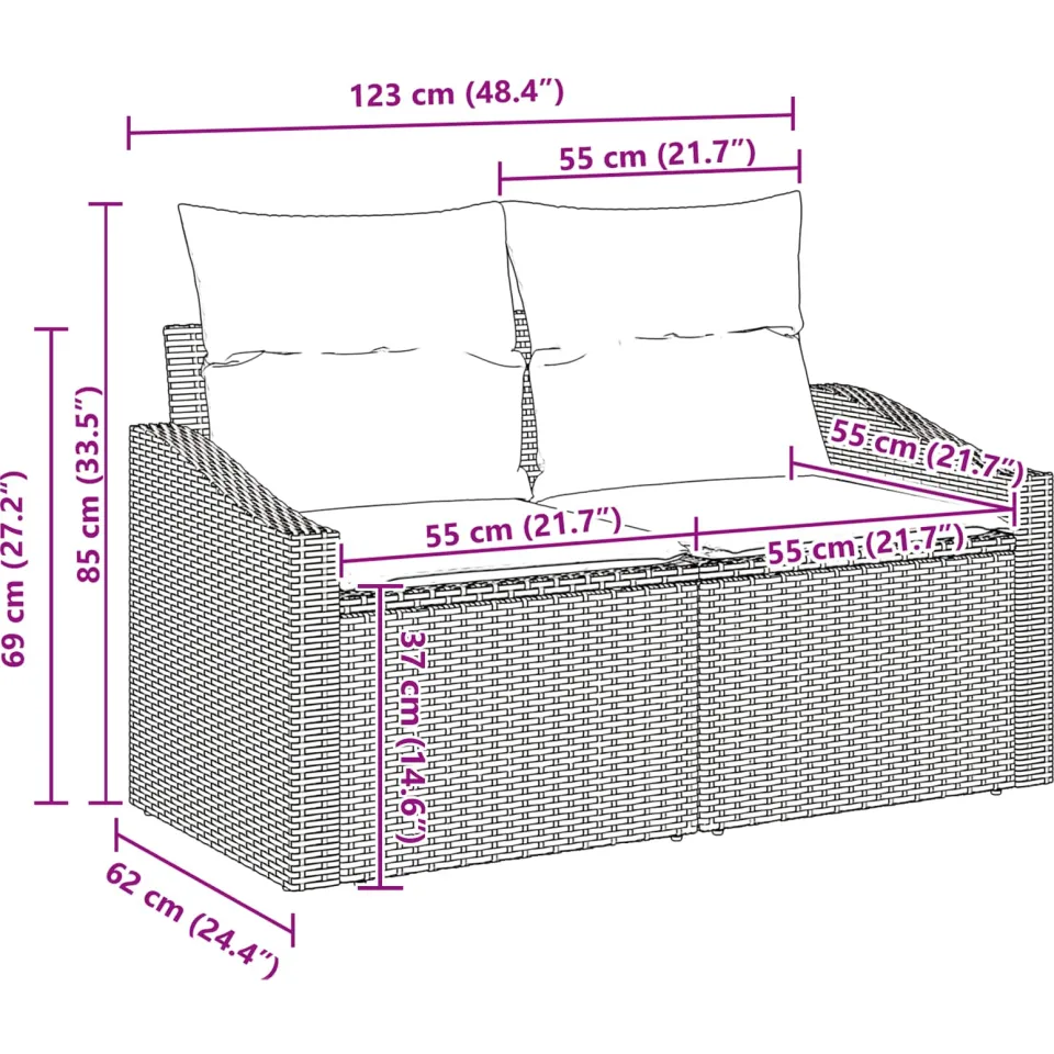 vidaXL Tuinbankenset met opslag Lichtgrijs poly rattan, foto 3