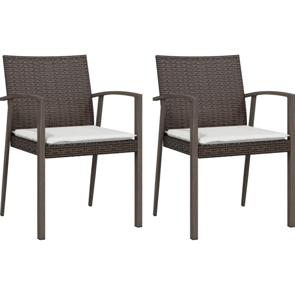 vidaXL 3-delige Tuinset met kussens poly rattan en staal, foto 3