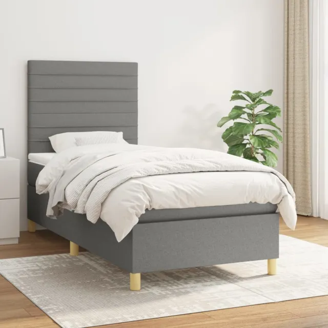 vidaXL Boxspring met matras stof donkergrijs 90x190 cm grijs
