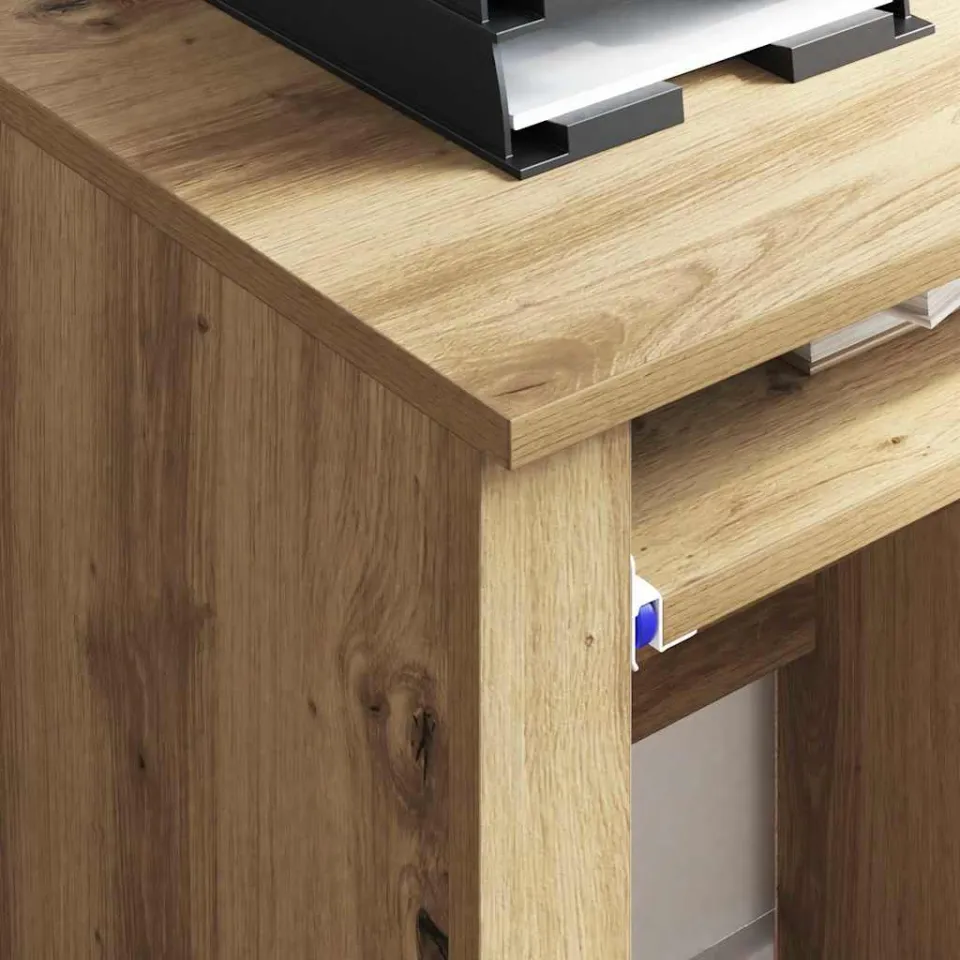 vidaXL Bureau met Wielen Artisan Eiken 91 x 50 x 77 cm Bewerkt hout, foto 4