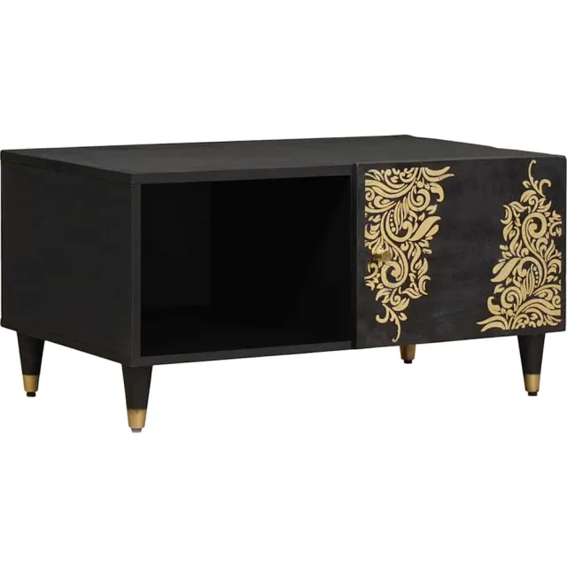 vidaXL Salontafel Zwart 80 x 50 x 40 cm Massief Mango Hout Bruin