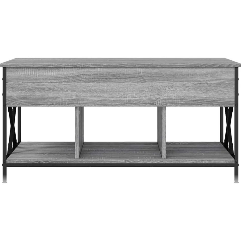 vidaXL Salontafel 100x55x50 cm bewerkt hout en metaal grijs sonoma, foto 4