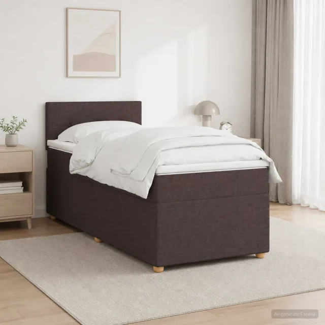 vidaXL Boxspringbed met matras Donkerbruin 90 x 200 cm Stof