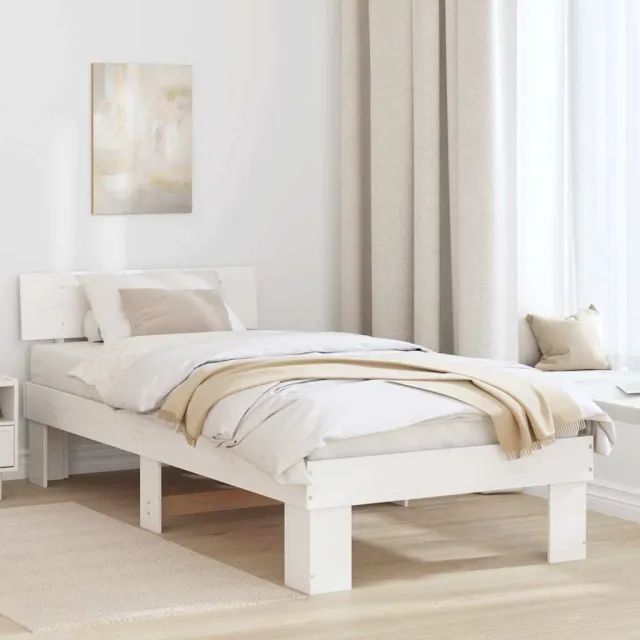 vidaXL Bedframe met hoofdeinde Wit 90 x 200 cm Massief grenenhout