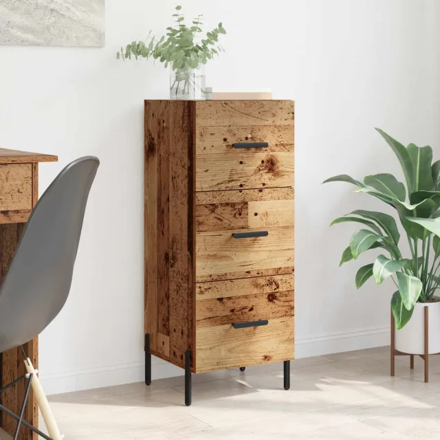 vidaXL Dressoir Oud hout 34 x 34.5 x 90 cm Bewerkt hout bruin, foto 2