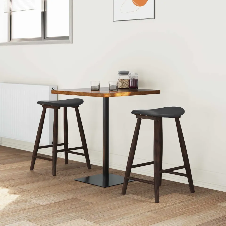 vidaXL Eettafelstoelen 2 st Massief Rubberhout Licht Bruin, foto 3