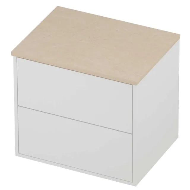 Proline Deck Badmeubelset Hardsteen Voor Grepen Symmetrisch Kader 60x46x54 cm Sand Stone Mat White Mat Wit