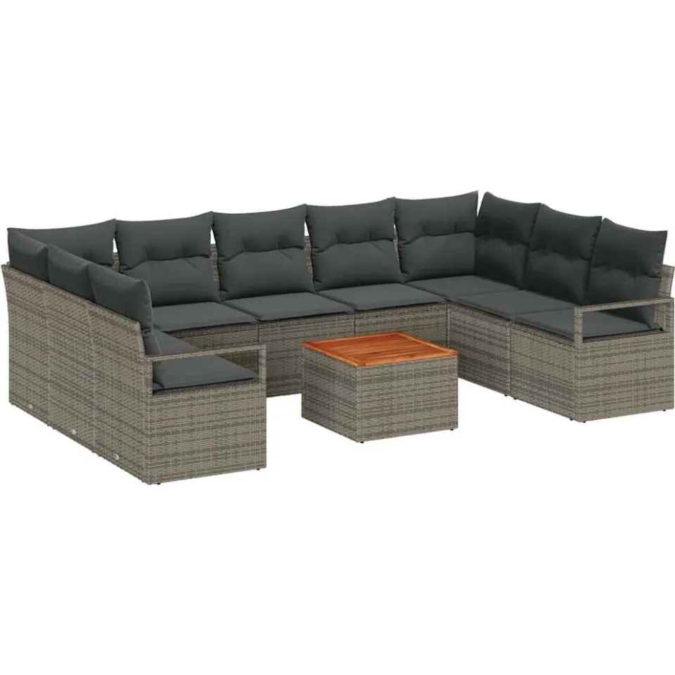 vidaXL Tuinbankenset 10 st Grijs poly rattan