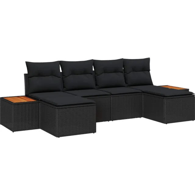 vidaXL Tuin Sofa Set 6 st Zwart poly rattan