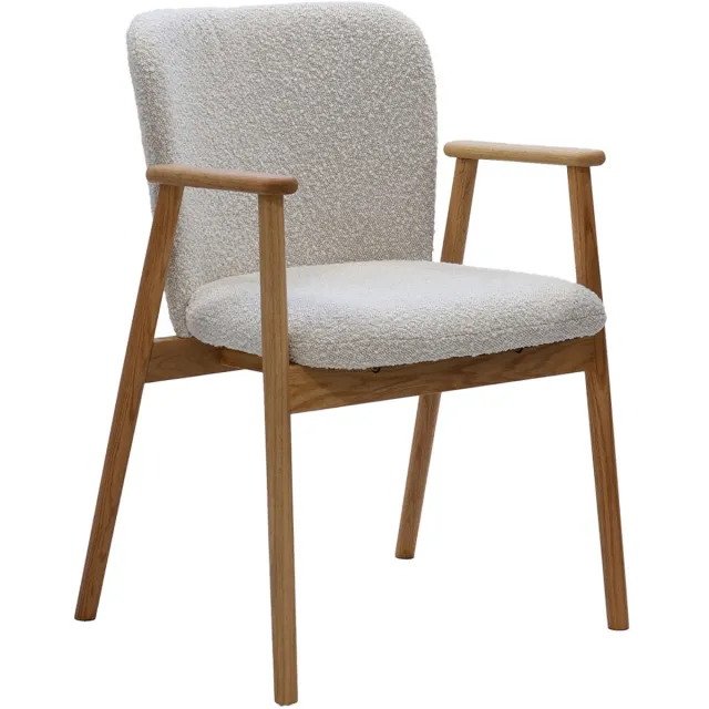 DÉJA Living Eetkamerstoel Lena - Eikenhout/Polyester - Beige - Set van 2