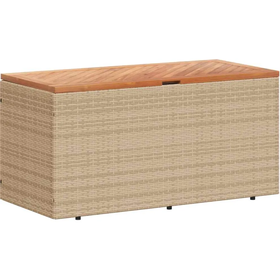 vidaXL Tuinbox 110x50x54 cm poly rattan en acaciahout beige