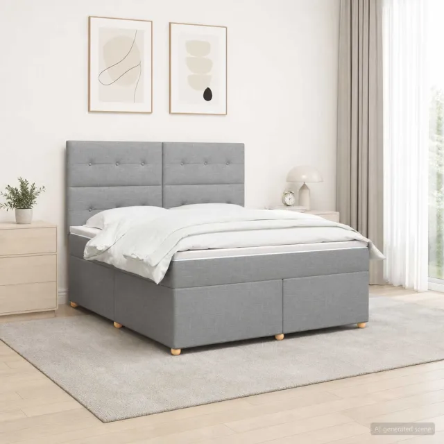 vidaXL Boxspringbed met matras Lichtgrijs 180 x 200 cm Stof