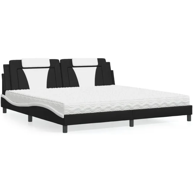 vidaXL Bed "Viana" met matras kunstleer zwart en wit 200x200 cm