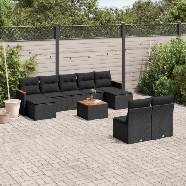 vidaXL Patio Sofa Set 10-zits Black, foto 2