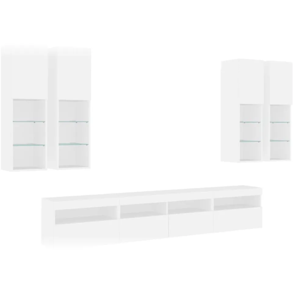 vidaXL 7-delige Tv-wandmeubelset met LED-verlichting wit, foto 4
