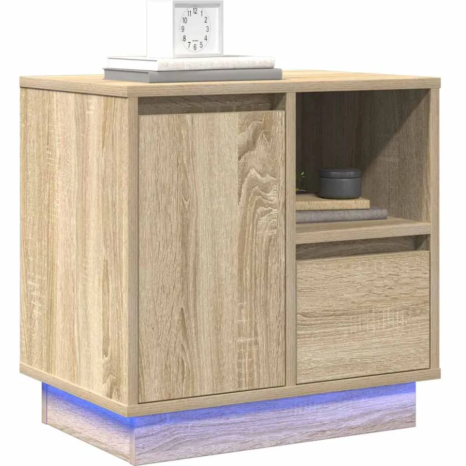 vidaXL Nachtkastje Sonoma Eiken 50 x 34,5 x 50 cm. Bewerkt hout Bruin
