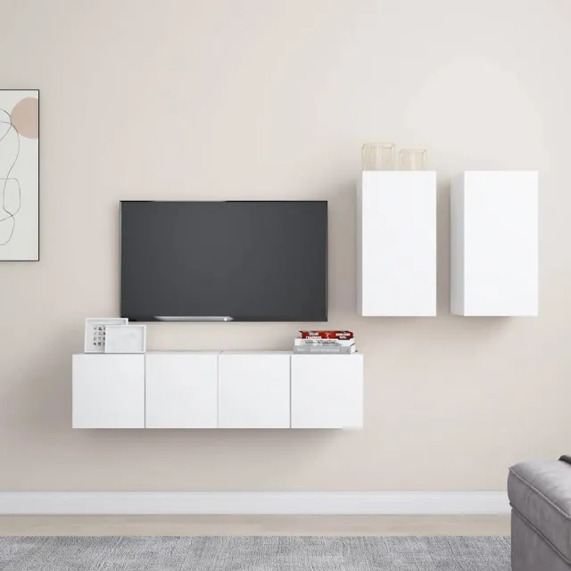 vidaXL 4-delige Tv-meubelset bewerkt hout wit, foto 2