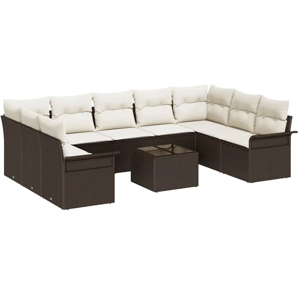 vidaXL Tuinbankenset 10 st Bruin poly rattan