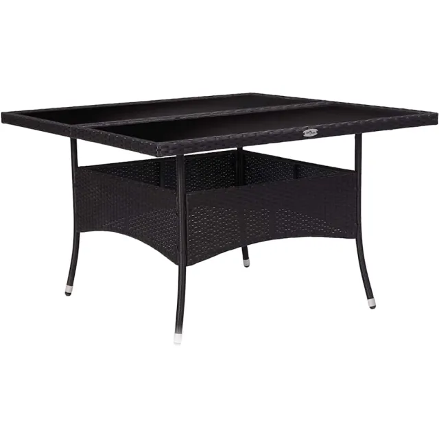 vidaXL Tuintafel poly rattan en glas zwart, foto 2