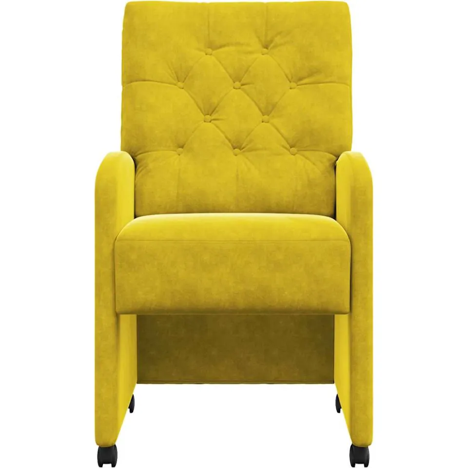 vidaXL Eetkamerstoelen met Wieltjes 2 st Fluweel Geel 58 x 67 x 97 cm, foto 4