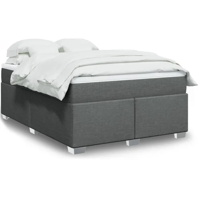 vidaXL Boxspring met matras stof donkergrijs 160x200 cm grijs