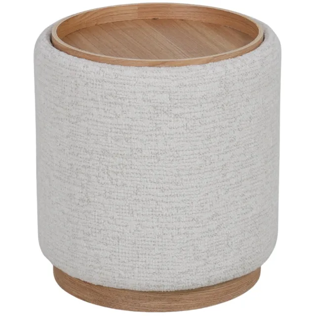 DÉJA Living Bijzettafel Marcia - Rond Beige/Naturel - Incl. Opbergruimte - Ø40cm