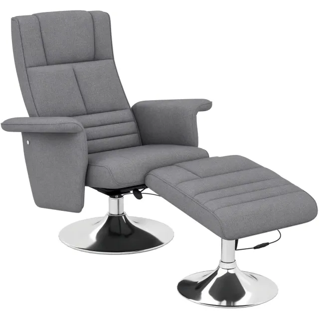 GranMaison Massagestoel - Relaxfauteuil - Zetel - Stof - 1 persoons - Met armleuning - Zeer comfortabel - Elektrisch - Donkergrijs