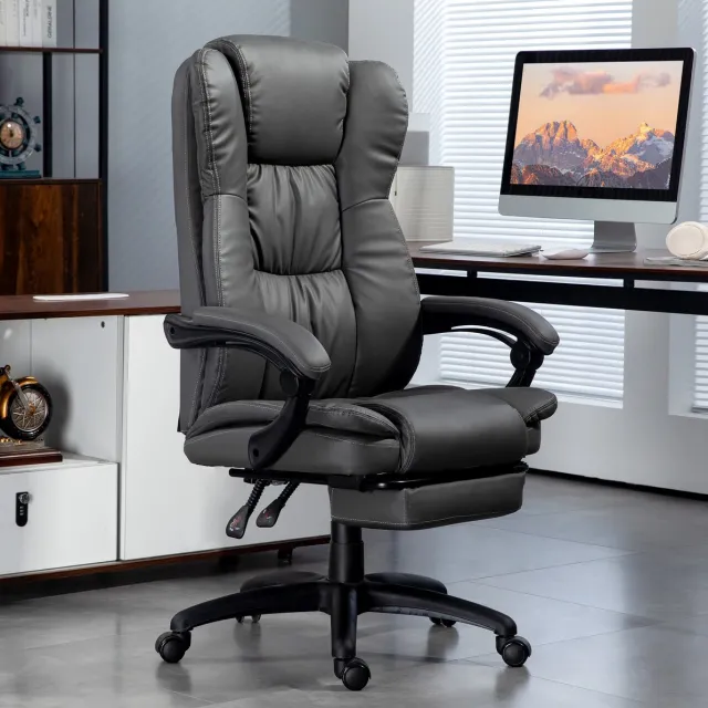 COVREO Bureaustoel 68,5x68,5x113-121 cm donkergrijs, kunstleer met massage