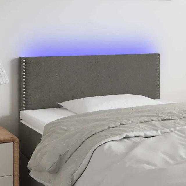 vidaXL Hoofdbord LED 100x5x78/88 cm fluweel donkergrijs grijs