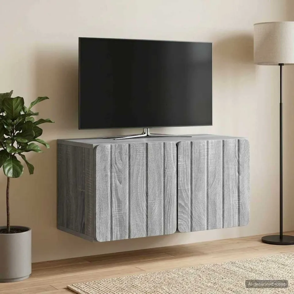 vidaXL Wandbeugel TV-kast 59,5 x 31 x 30 cm Grijs Sonoma Bewerkt hout, foto 4
