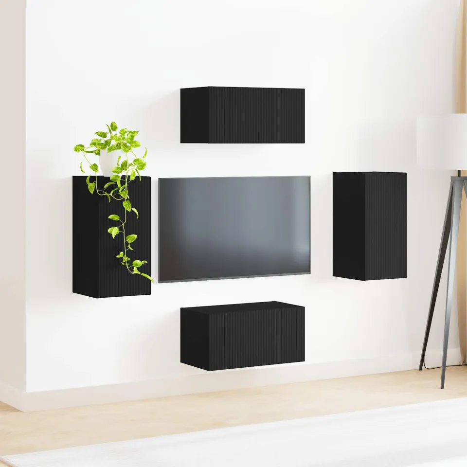 vidaXL Tv-meubelset 4 st Zwart Bewerkt hout, foto 4