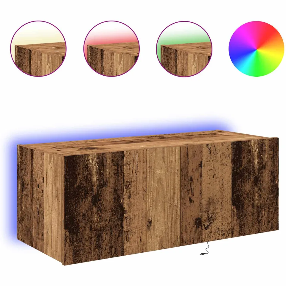 vidaXL TV Wandkast 80 x 35 x 31 cm Oudhout Bewerkt hout bruin, foto 4