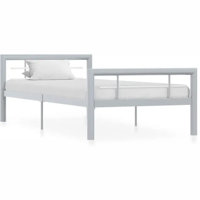 vidaXL Bedframe metaal grijs en wit 100x200 cm