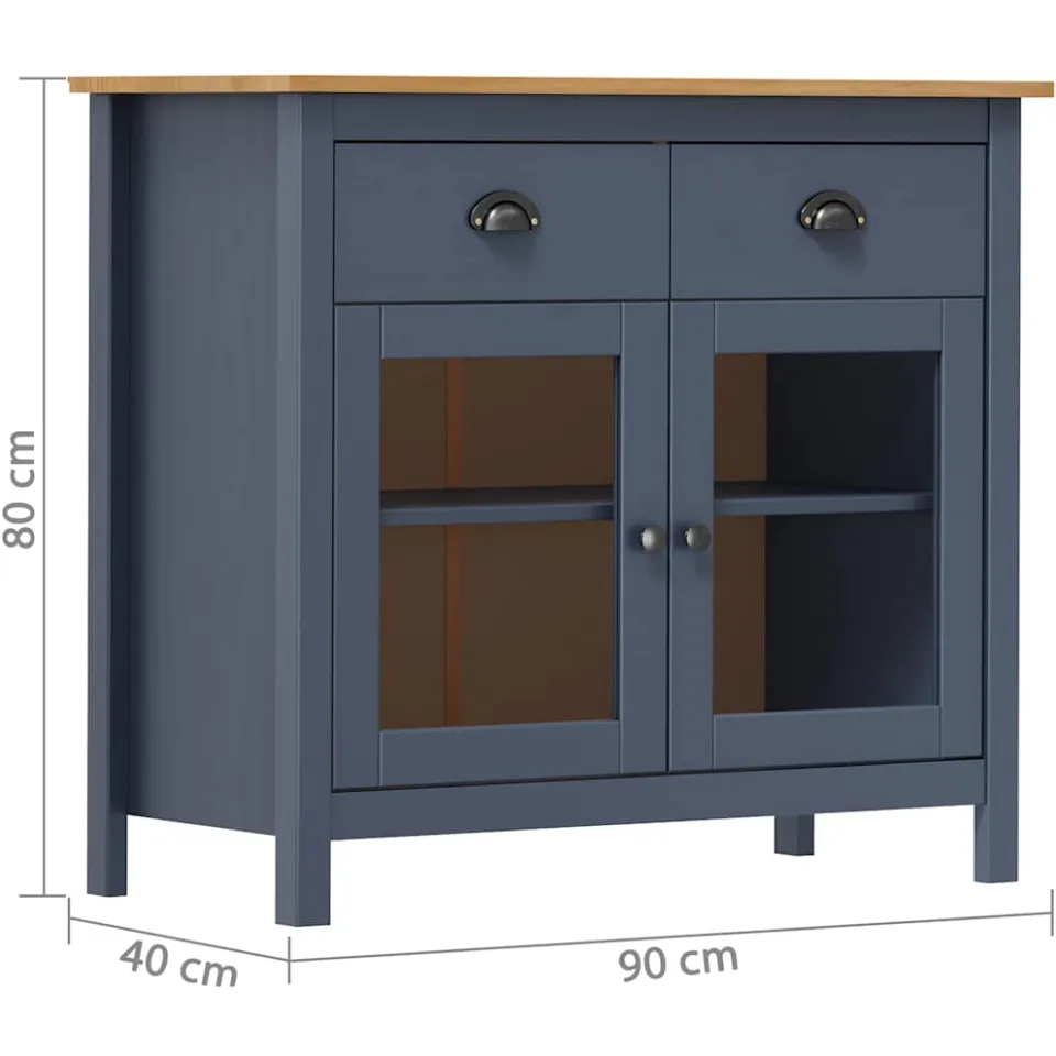 vidaXL Dressoir Hill Range 90x40x80 cm massief grenenhout grijs, foto 4