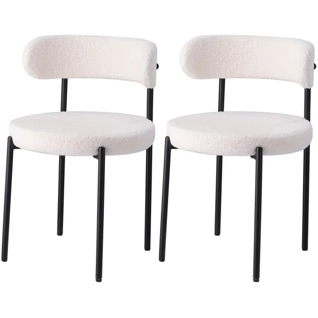 ArtiZo Eetkamerstoelen - Scandinavische stijl - set van 2 - wit- gebogen rugleuning - ronde vorm - zithoogte ongeveer 50 cm