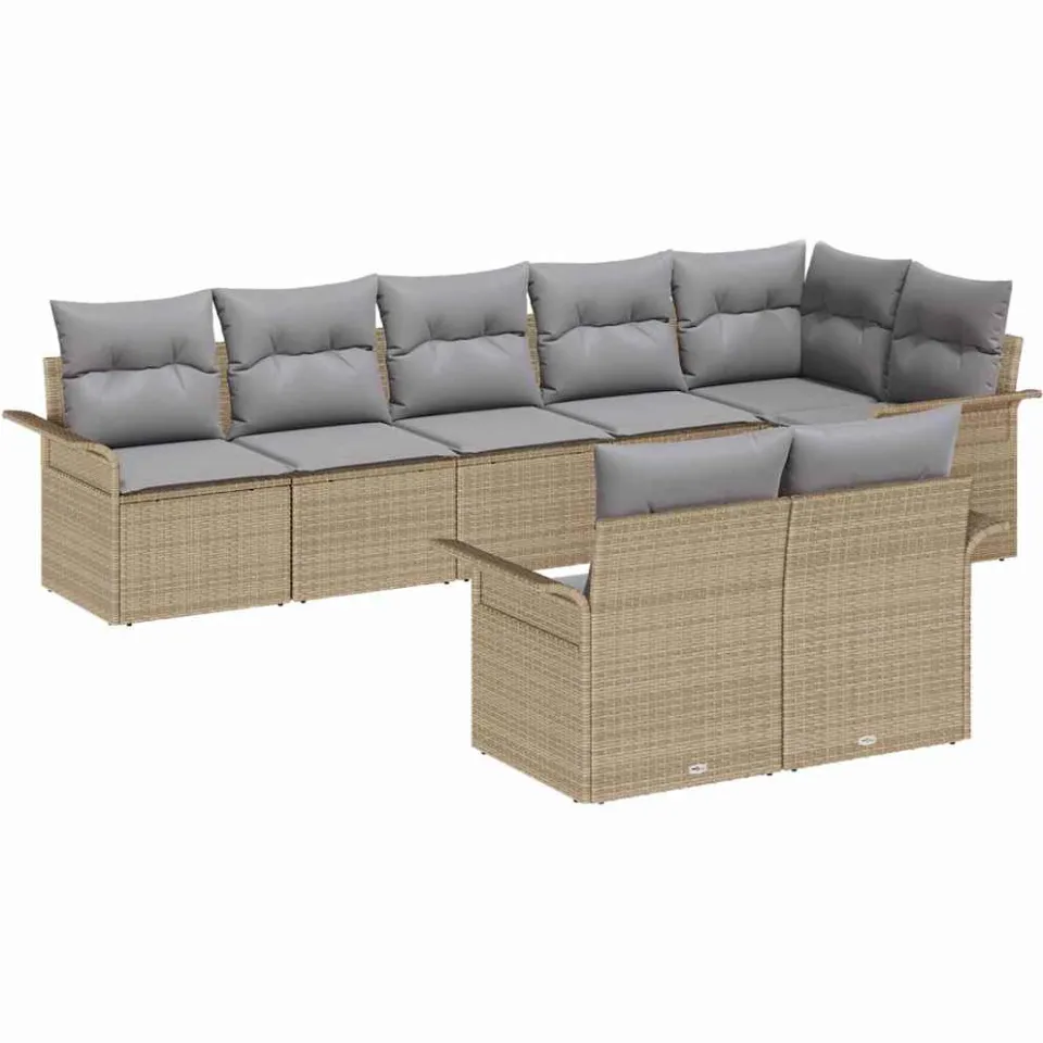 vidaXL Tuin Sofa Set 8 st Beige poly rattan