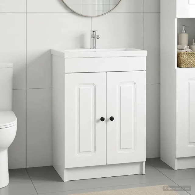 vidaXL Badkamer onder wastafel kast Hoogglans Wit 56 x 37,5 x 81 cm