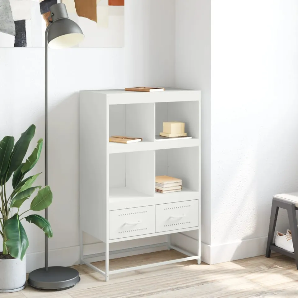 vidaXL Hoge kast 68x39x111,5 cm staal wit, foto 3