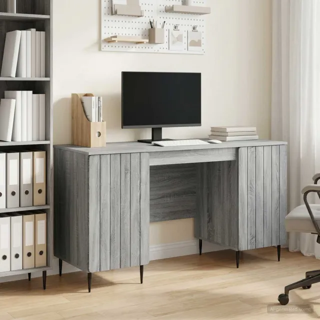vidaXL Bureau Grijs sonoma 142,5 x 50 x 75 cm Bewerkt hout, foto 2