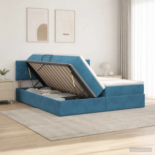 vidaXL Opslag bed met hoofdeinde 2 st Donkerblauw