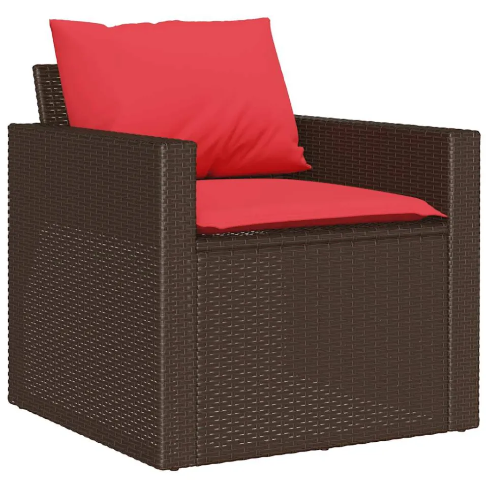 vidaXL 4-delige Loungeset met kussens poly rattan bruin, foto 4
