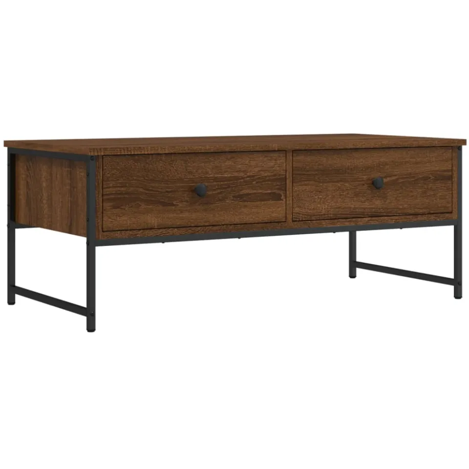 vidaXL Salontafel 101x49x39,5 cm bewerkt hout bruin eikenkleur