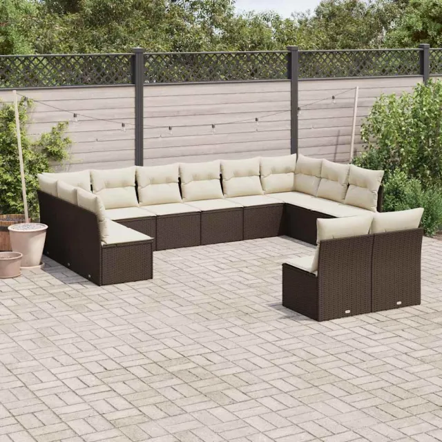 vidaXL 12-delige Loungeset met kussens poly rattan bruin, foto 2