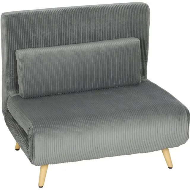 Homona 3-in-1 Slaapfauteuil met lendenkussen - Verstelbare rugleuning - 90 x 190 x 26 cm - Donkergrijs
